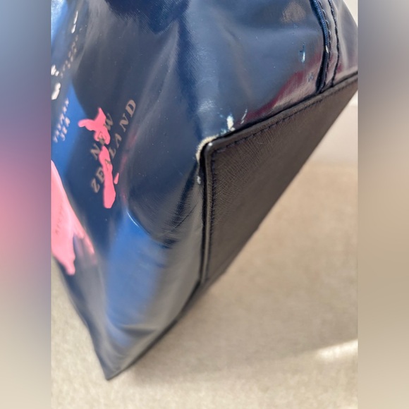 Kate Spade Going Places World Map Tote Bag Travel Print Rare Navy Pink - Picture 6 of 9